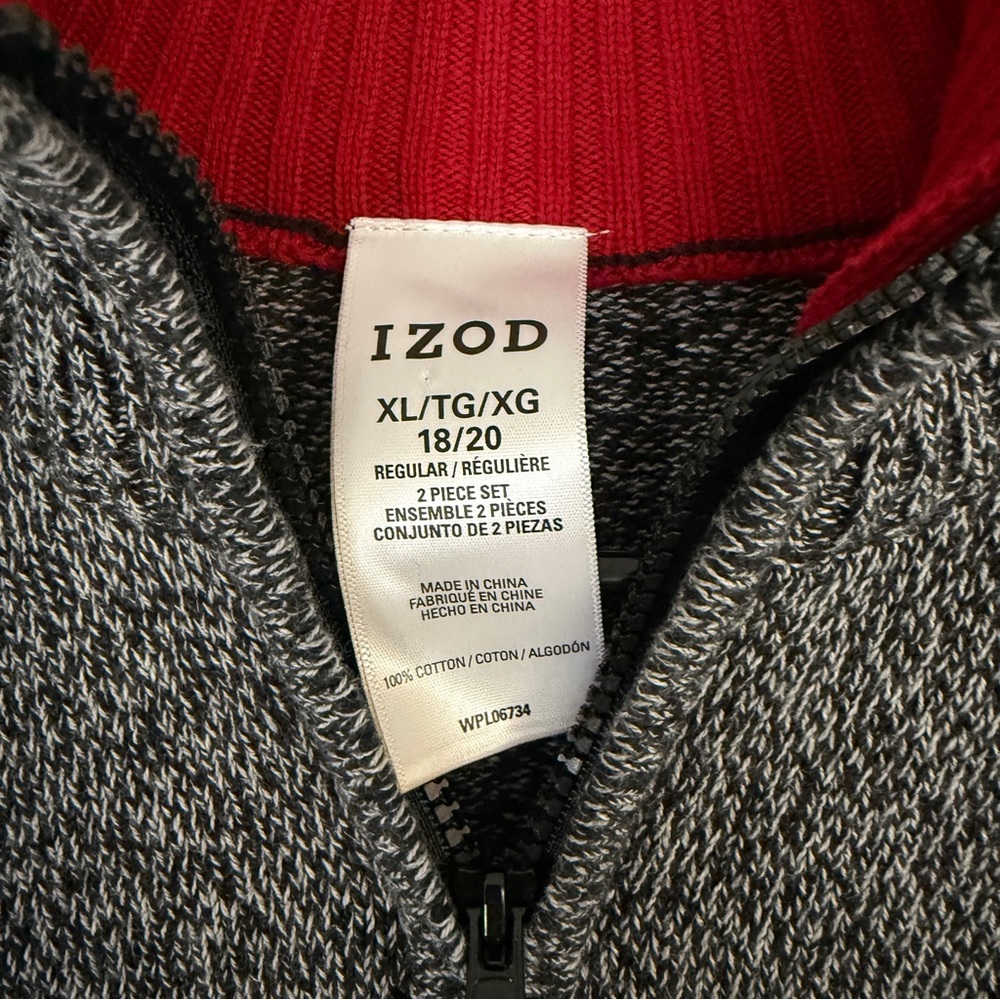 IZOD Boys Quarter Zip Sweater XL (18-20) Gray Knit Pullover - Picture 5 of 6